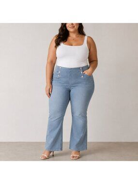 DG2 Diane Gilman Light Blue Bootcut Pull-On Jeans - Plus Size 2X